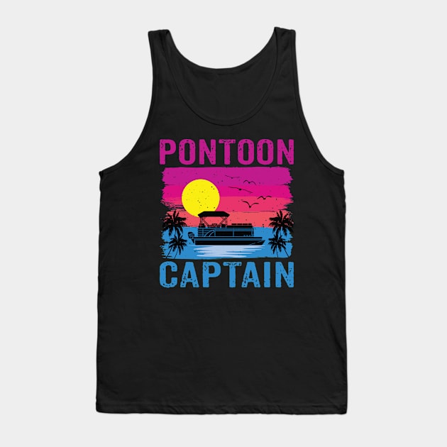 Vintage Style Pontoon Captain Shirt Funny Pontoon Boat Lover Tank Top by Sowrav